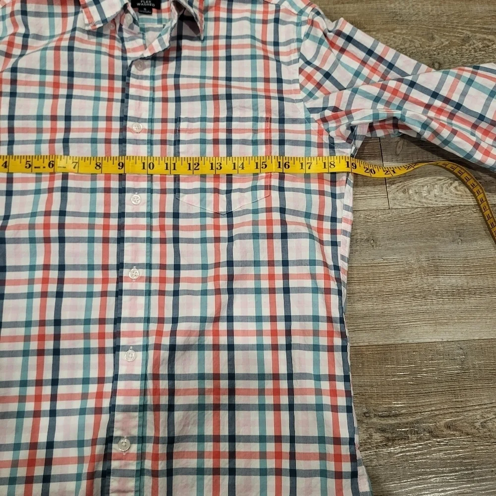J.Crew Button Down Shirt Flex Washed Slim Fit Pink Plaid Casual Mens Size Small